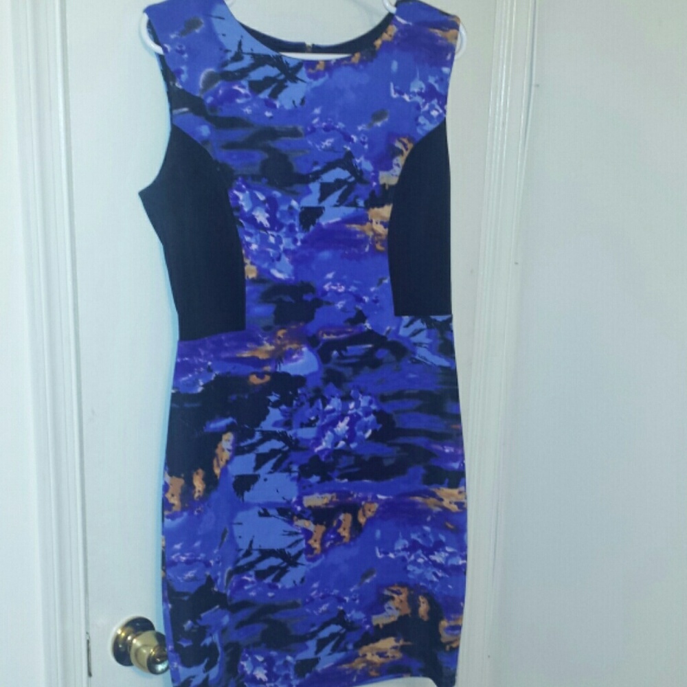 Cynthia Rowley Blue and Black Abstract Dress